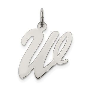 Sterling Silver Madison Collection LG Classic Script Initial W Pendant